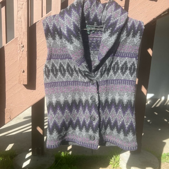 Ralph Lauren Jackets & Blazers - Ralph Lauren Purple and Gray Wool Vest